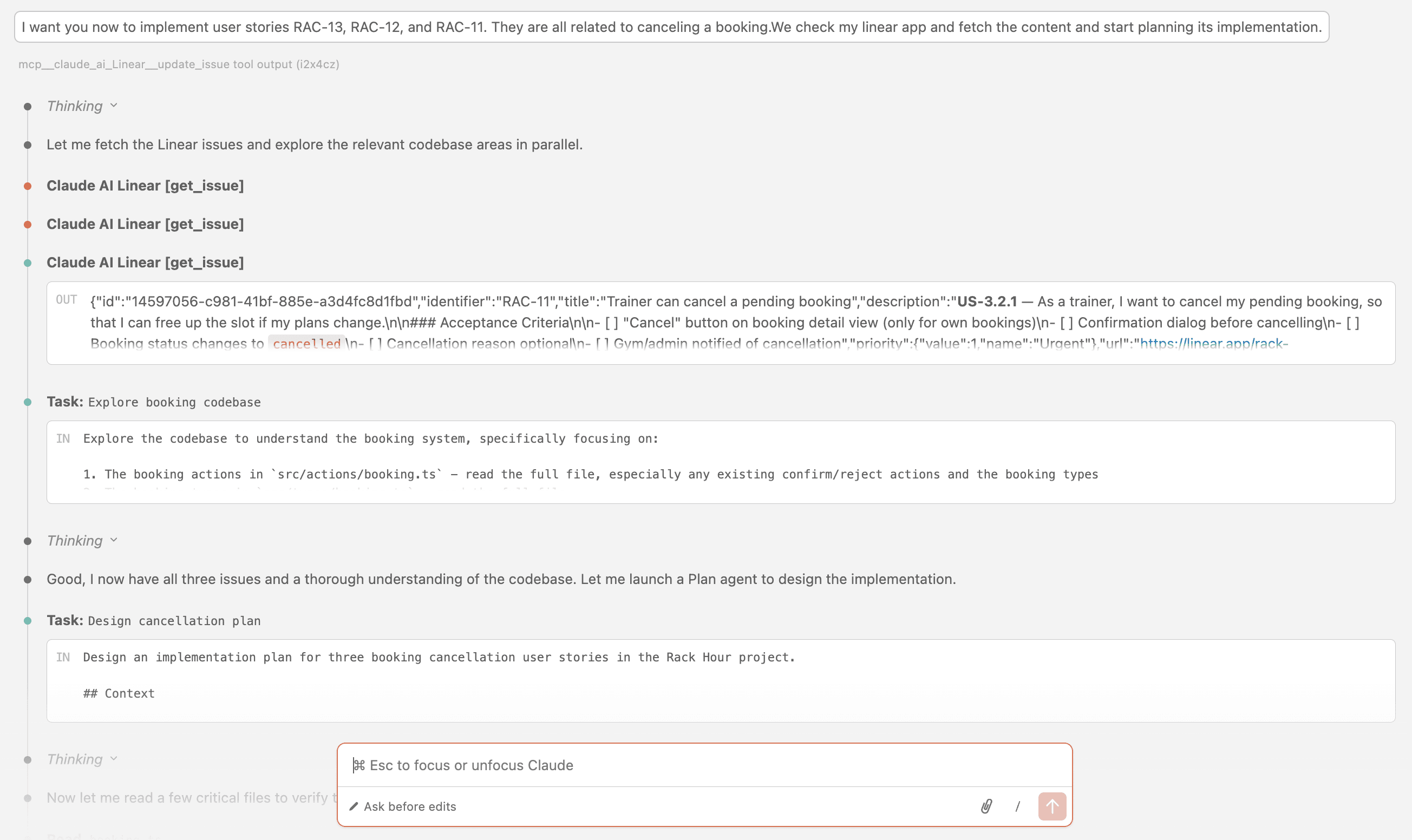 Claude Code reading Linear tickets and implementing them directly