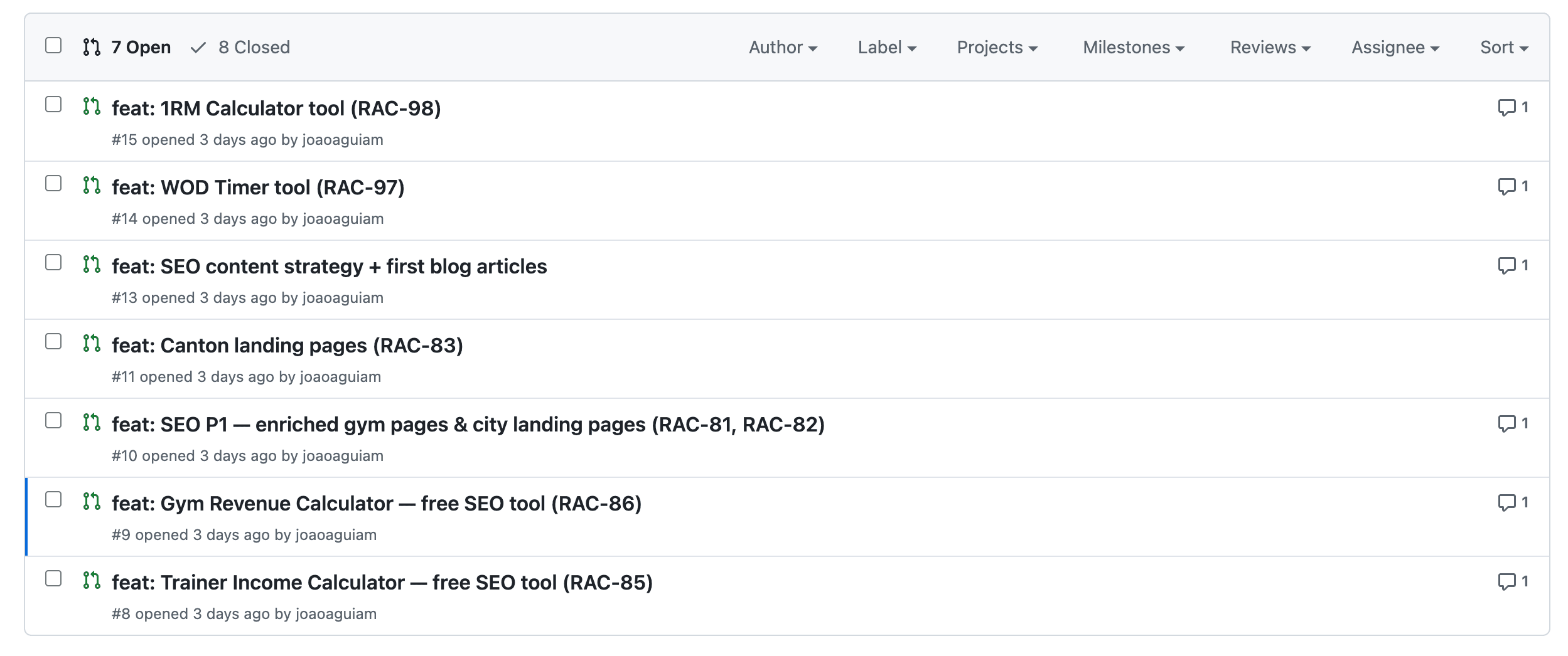 Multiple pull requests created by OpenClaw on GitHub